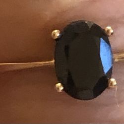 💕 Beautiful 10K Yellow Gold Solitaire Natural Blue Sapphire Ring Size 9
