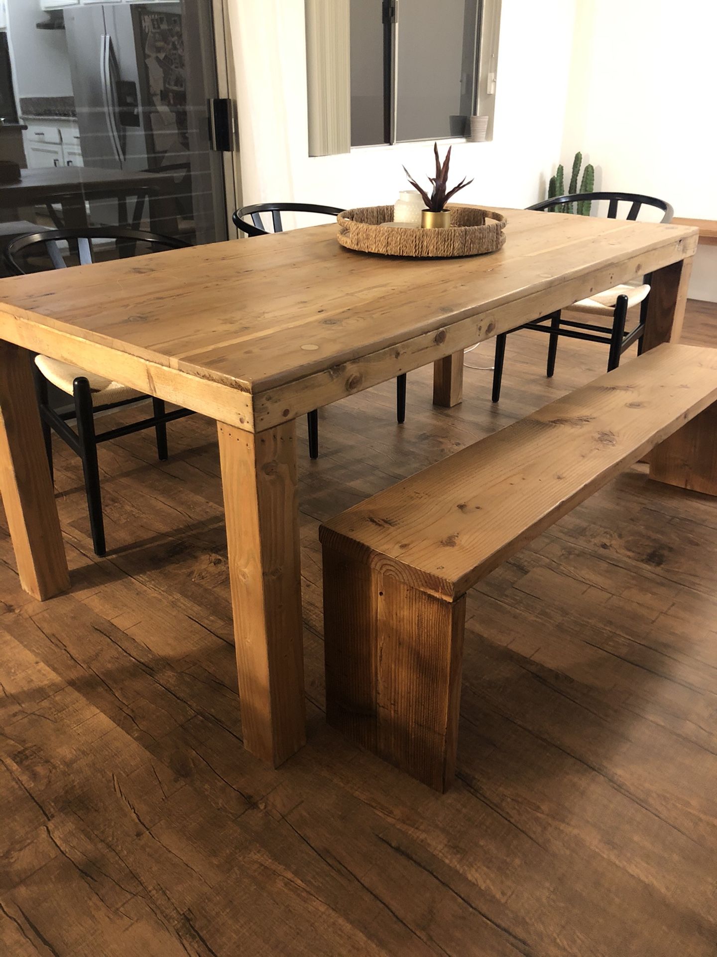 6x3 reclaimed wood dining table with bench