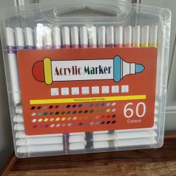 Acrylic Marker Set 60 Colors | Multi-Surface Paint Pens | Brand New with Case