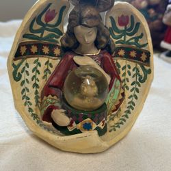 Angel With A  Globe With Bird In Side 