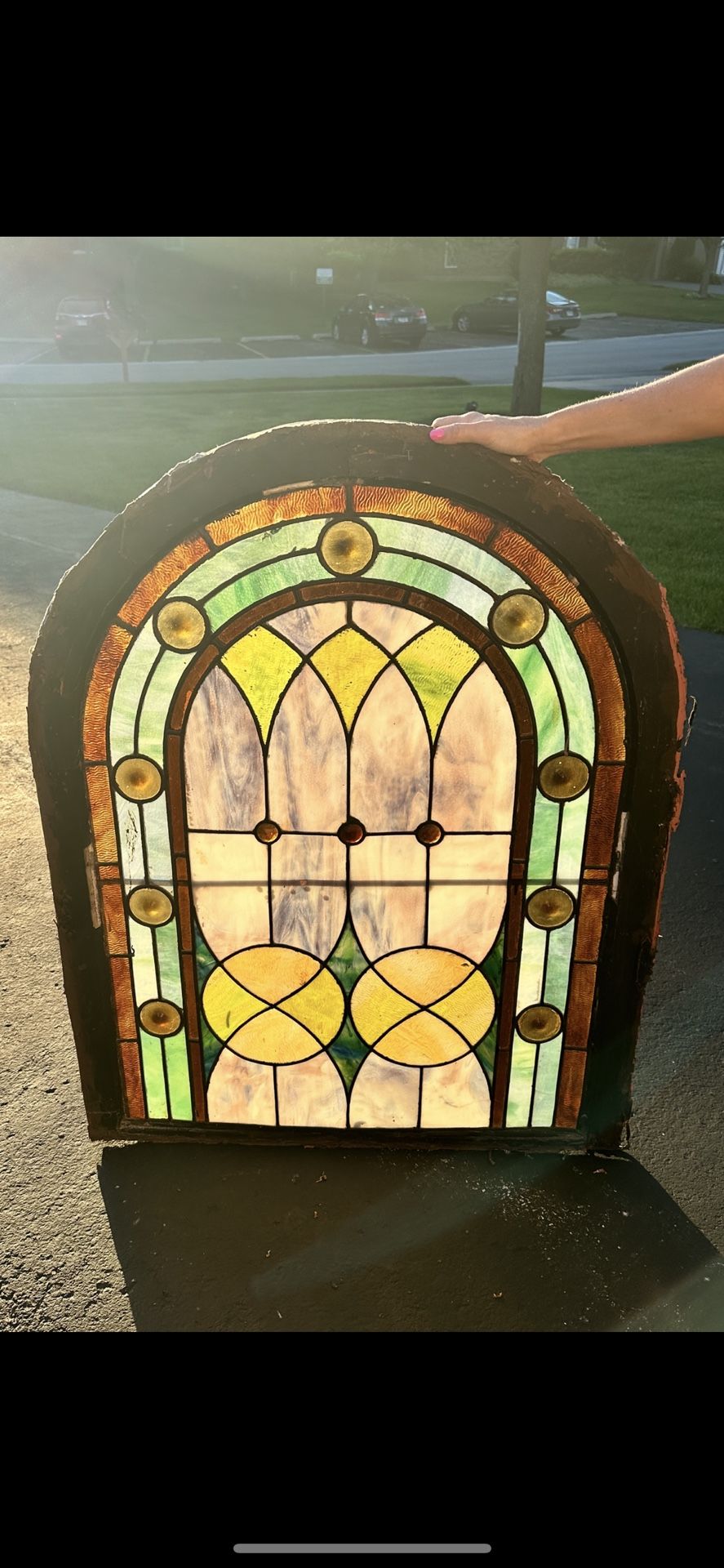 Large Salvage Stained Glass Window