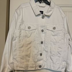Gap Girl White Jean Jacket Size L.  $10