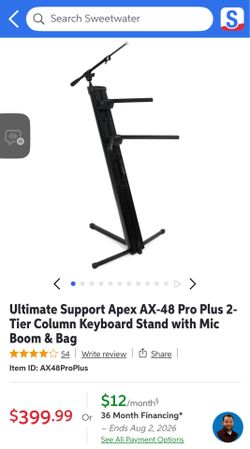 Ultimate Support Apex AX-48 Pro Keyboard Stand with Mic Boom