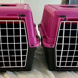 Set of 2 HOT PINK & BLACK SMALL PET CRATES CAT / DOG CARRIERS