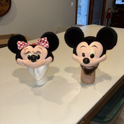 Vintage 80’s or 90’s Disney Mickey & Minnie Mouse hat cap trucker style 3-D plastic face USA made Micki is missing one eye 