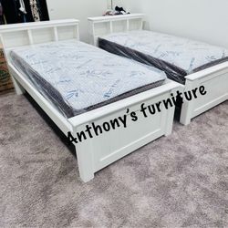 New White Twin Bed With Mattress More Colors Available 