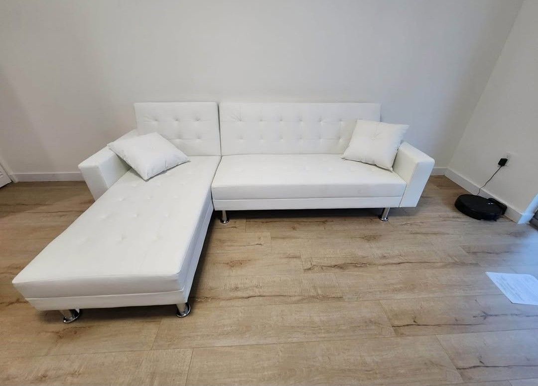 White Small Sectional Sofa White Leather