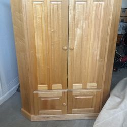 Solid Wood Corner Entertainment Center As  Is