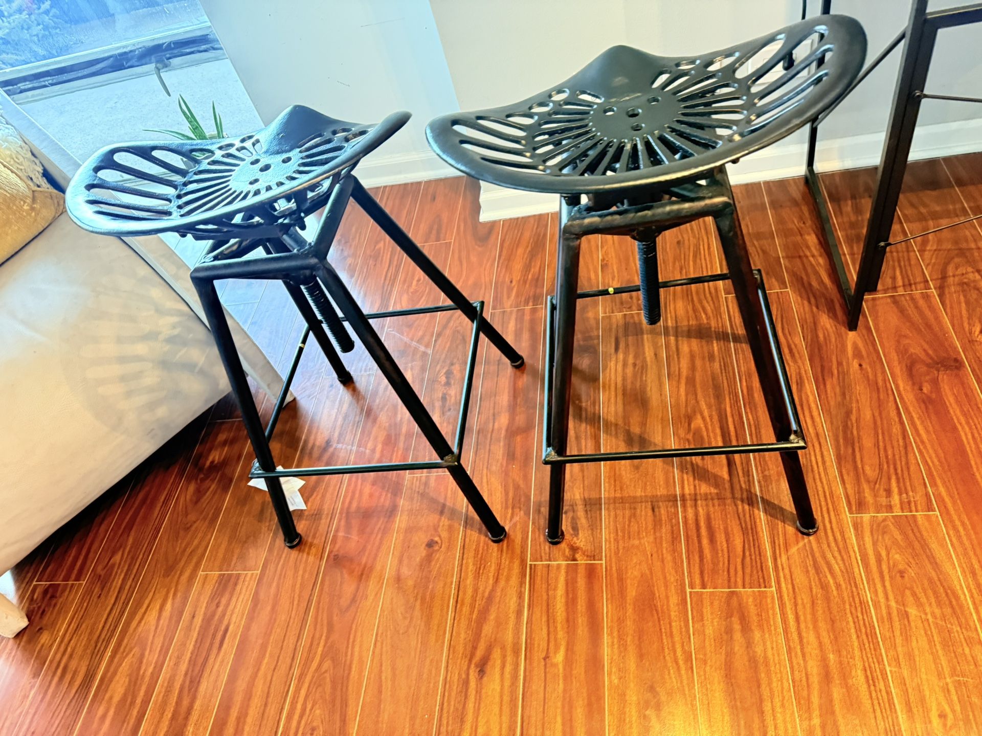 Industrial Tractor Seat Bar Stools (Set of 2) Adjustable Height - Main Image