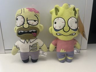 Kidrobot Simpsons Treehouse Of Horror Zombie Homer And Bart Plushies  