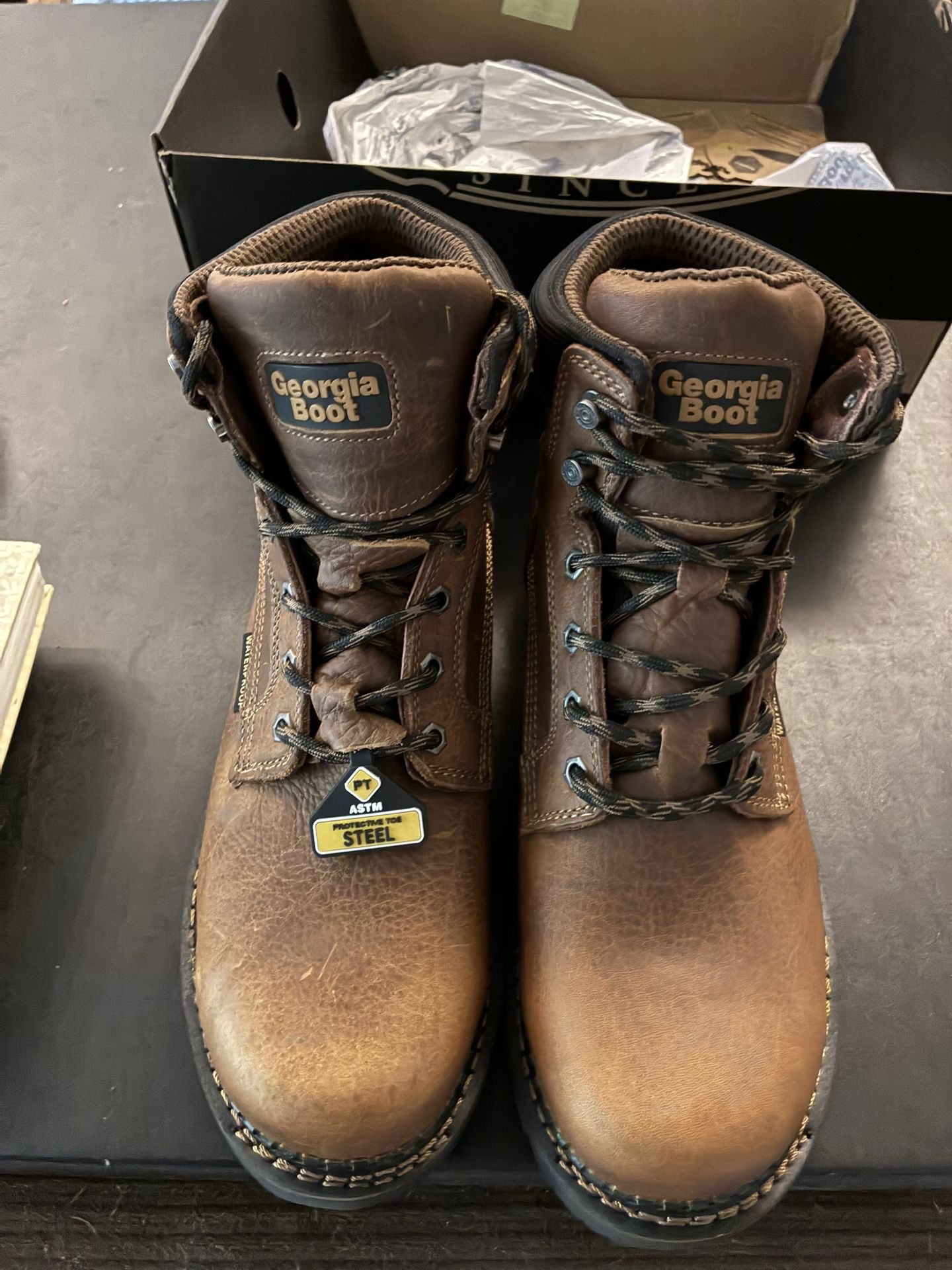 Georgia Boot Leather Steel Toe 10.5 Work Boots