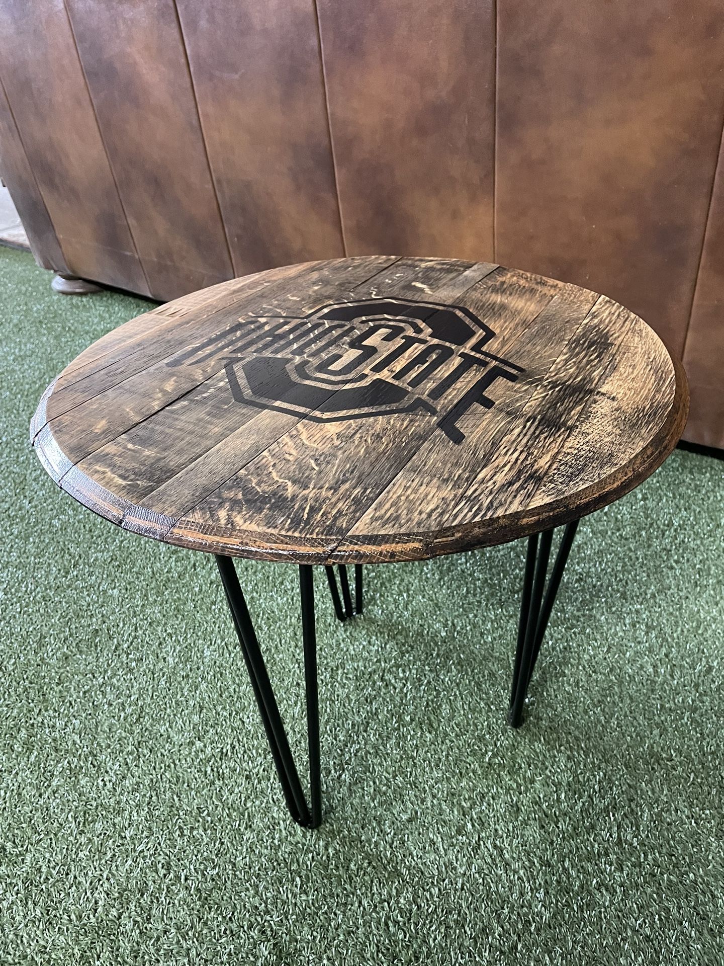 Ohio State Bourbon Barrel Head End Table