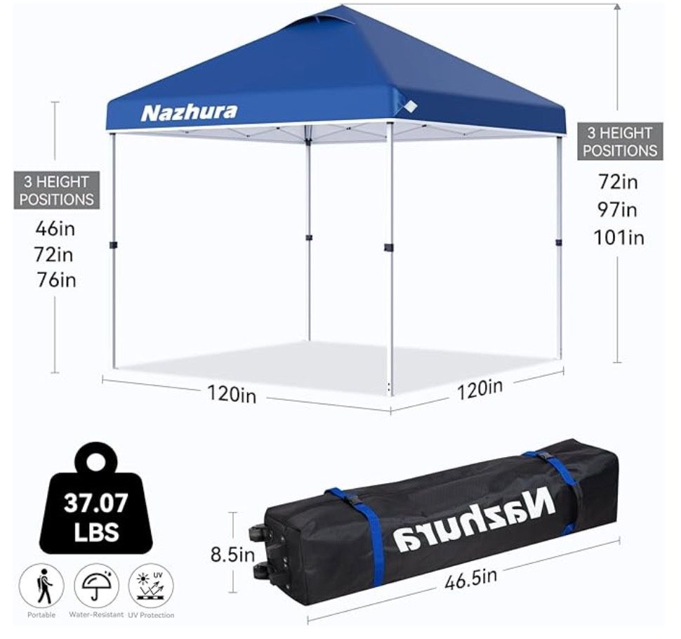 Blue 10’ X 10’ Pop Up Canopy Tent with Sand Bag