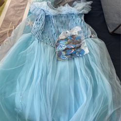 Princess Elsa Dress For Little Girls With Butterflies Size Small 4-6 Years Old