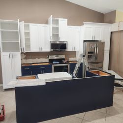 Kitchen Rennovation Blue & White Shaker