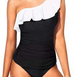 Women's Two Piece Swimsuits One Shoulder Tankini Tummy Control Bathing Suits