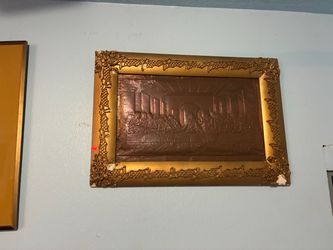Last Supper Embossed Copper Relief Wall Plaque