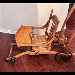 Antique Oak Child’s Combination Stroller/Highchair