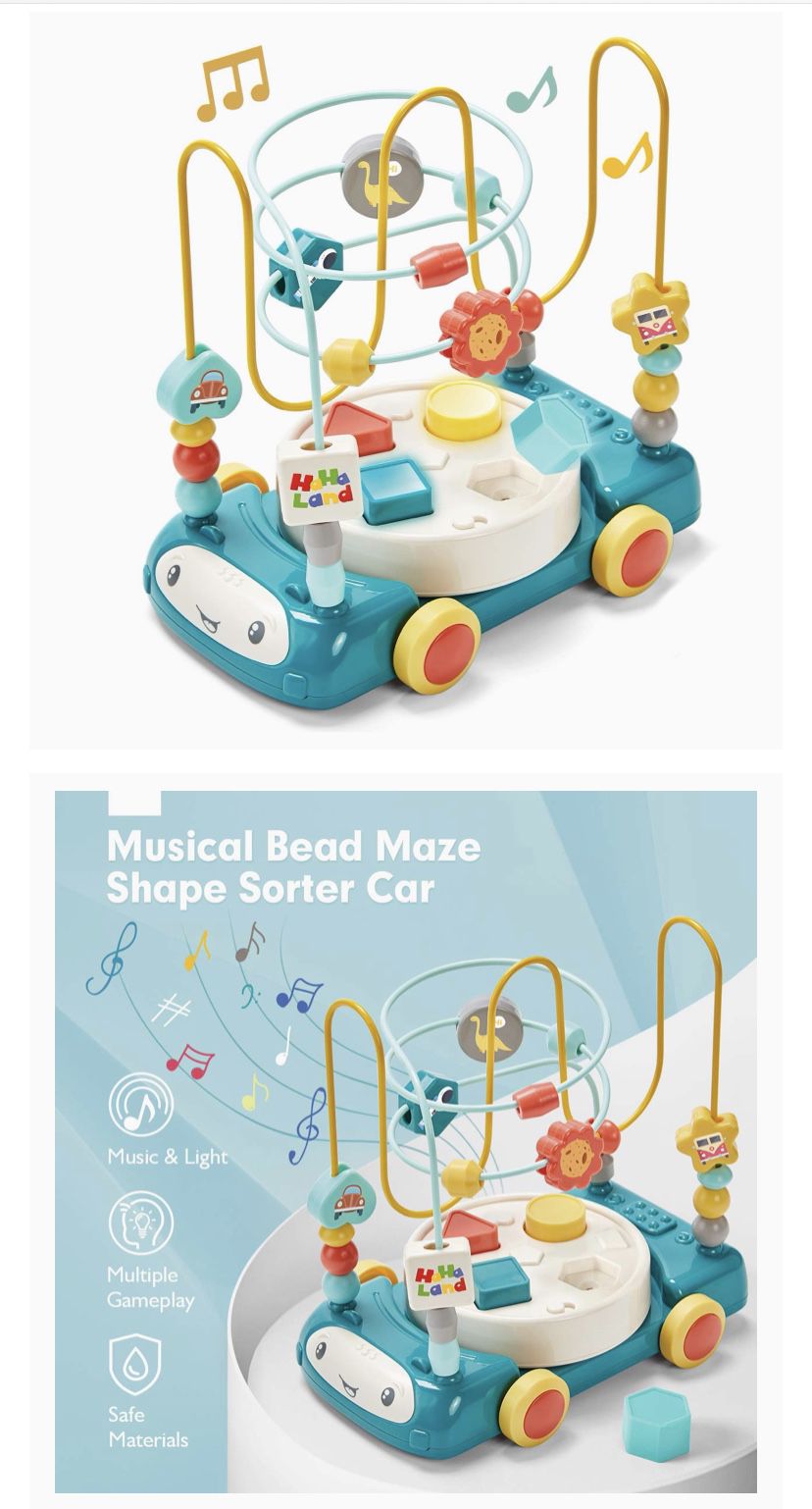 Bead Maze Shape Sorter Music Light Baby Toys 6 to 12-18 Months Baby Einstein Toddler Boy Girl Toys Age 1-2 Kids Gifts Toys for 1 Year Old Boy Girl To