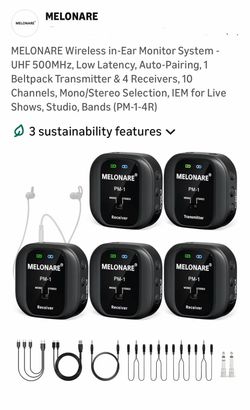 MELONARE PM-1 Wireless in-Ear Monitor System 4 Receiver/1 Transmitter set