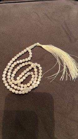 Mother Of Pearl Mala For Purity & Morality, 100 Mala Beads, Natural White Round Pearls, Mother Of Pearl Necklace, Wedding Necklace.