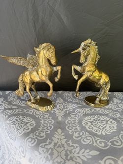 BRASS: Unicorn and Winged Horse