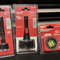 MILWAUKEE 1-1/2”- 7/16” SELFEED BIT AND 2-9/16” -7/16” SWITCH BLADE SELFEED BIT PLUS 360”POCKET LEVEL All 3 For$ 68