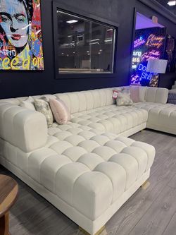 Velvet Double Chaise "U" Shape Section