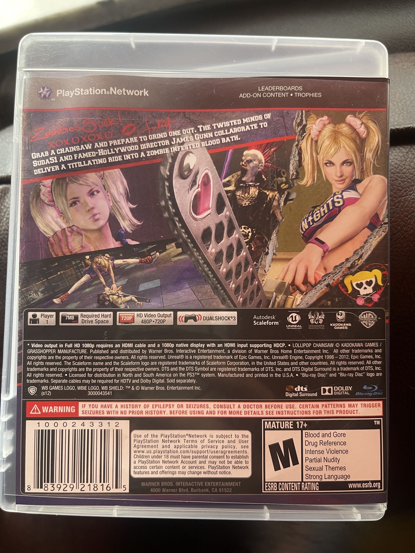 Lollipop Chainsaw - PS3 Cover and Case. NO GAME!!