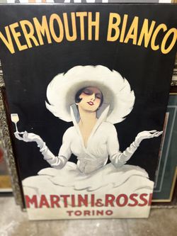 A copy of the vintage Martini & Rossi Vermouth Bianco advertisement.vintage style , canvas