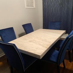 Artemis Marble Dining Table and 6 Upholstered Dining Chairs for Sale in Chicago IL OfferUp
