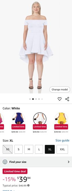 WHITE Off The Shoulder Short Sleeve Dress - XL