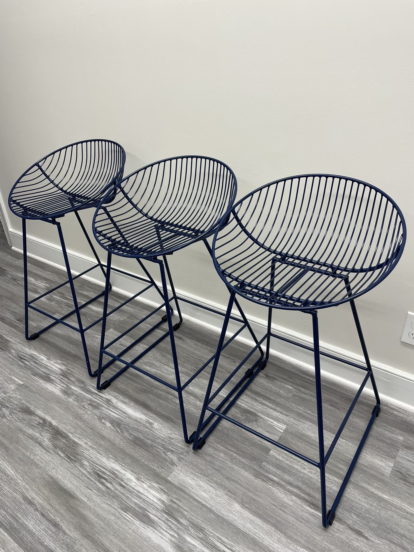 Set of 3 Blue Counter Stools