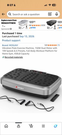Vibration Plate Exercise Machine, 150W Dual Motor with 199 Speeds & 6 Presets, Full-Body Workout Platform for Home Gym, 450LB Capacity