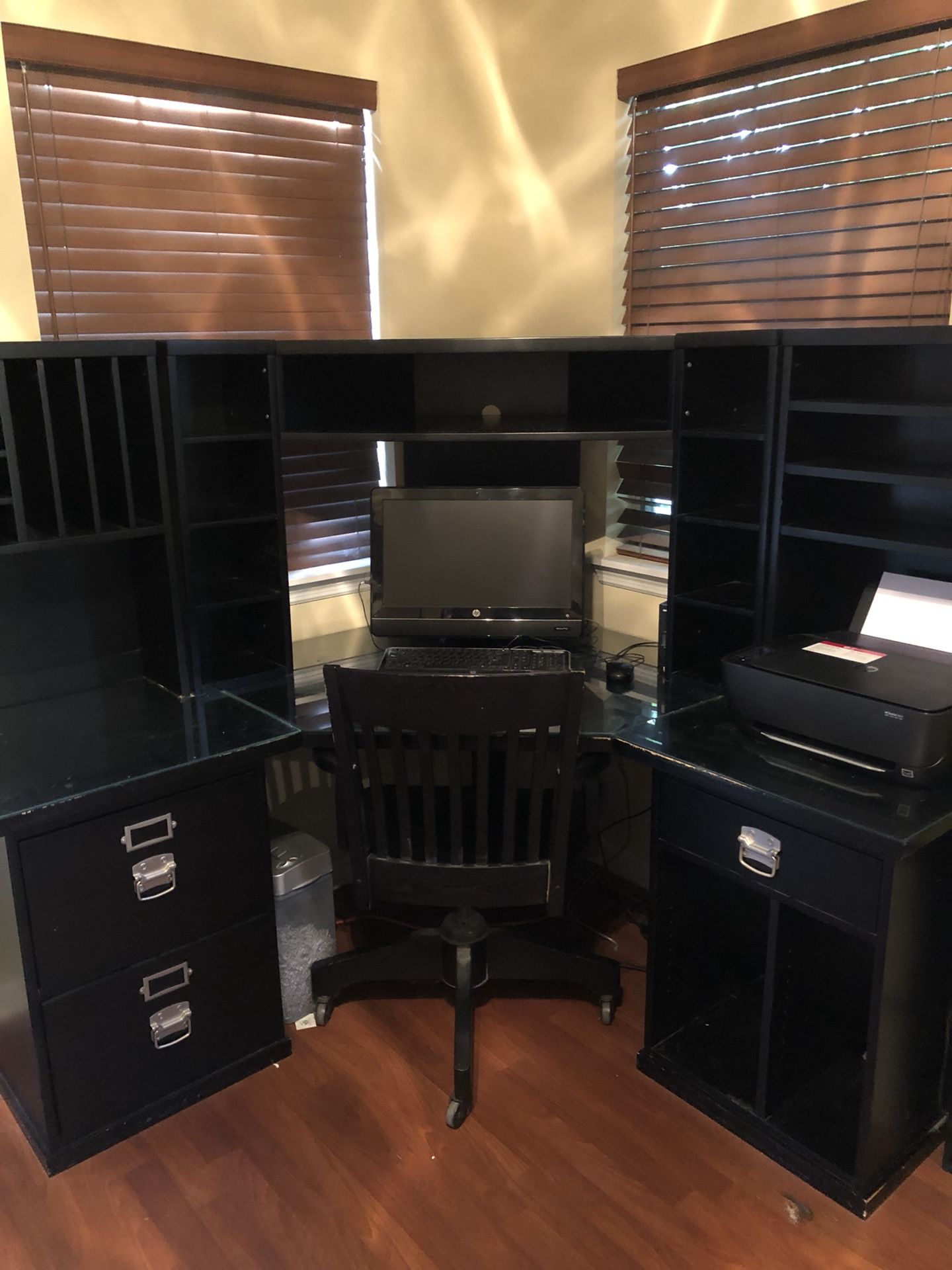 Pottery Barn Bedford corner desk with hutch chair for Sale in