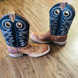 Justin Mens Leather Western Boots BR740 Size 9.5 Made in USA