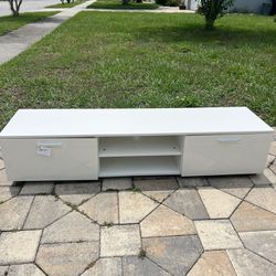 White Low Sitting TV Stand