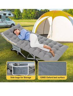 Camping Cot, Folding Camping Cots for Adults, Portable Sleeping Cot with Carry Bag, 1200D Double Layer Oxford, Camp Cot Bed for Guest Travel, Hiking, 