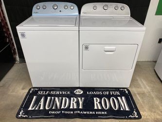 Whirlpool WTW4816FW3 Washer & WED5000DW2 Dryer Set – White Top Load Laundry Pair – Clean & Tested