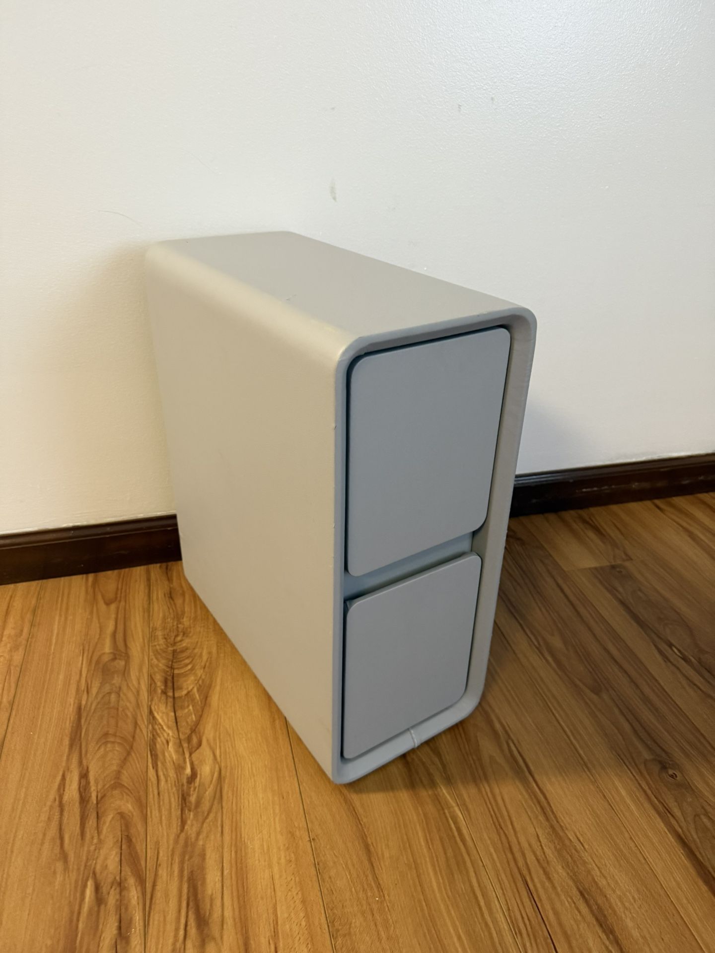Household Skinny Nightstand Table Side Table, Slim Bedside Table Solid Wood Bedside Locker Night Stand Bedside Cabinet with 2 Drawers for Living Room