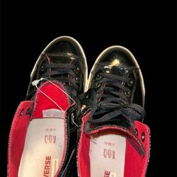 Converse Chuck Taylor All Star Patent High Black Red Unisex Size 11.5