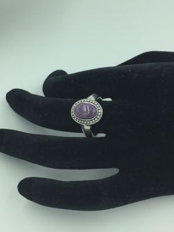925 STER Silver Purple Stone Ring 7.75