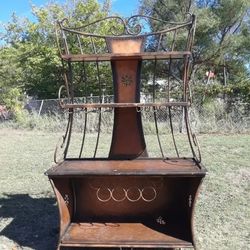 2 Piece Vintage Iron Kitchen Hutch With Wine Rack & Glass Holder,  The Top Comes Apart ( 18 Wx 48 Lx 77 Height  ) 100.00 