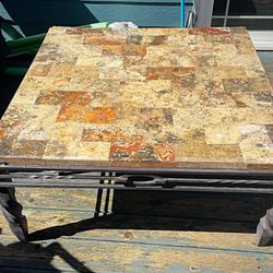 Beautiful  Slate And Wrought Iron Coffee Table