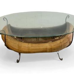 Birch Bark Canoe Coffee Table Glass Top