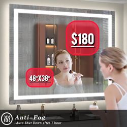 🌟 Brand-New LED Bathroom Mirror • 48″ × 38″ • Touch Dimmer • Anti-Fog Vanity Mirror 🔥
