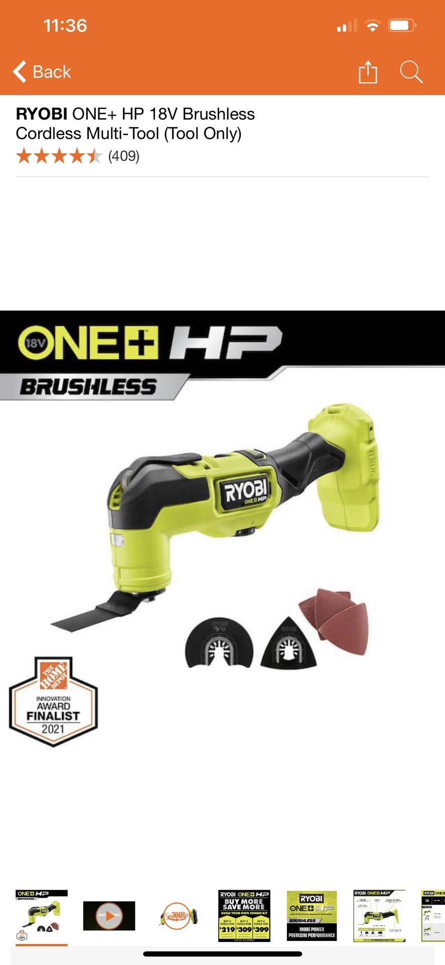 RYOBI ONE+ HP 18V Brushless Cordless Multi Tool (Tool Only)