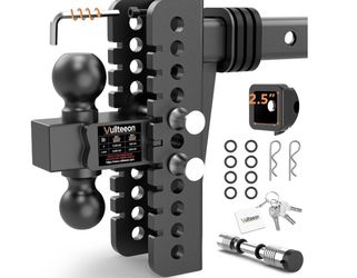 Vullteeon Adjustable Trailer Hitch - 2.5" Receiver, 8" Drop/Rise, 22000 LBS GTW