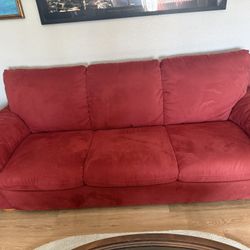 Red three Cushion Microfiber Sofa 