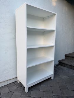 Crate and barrel white bookshelf